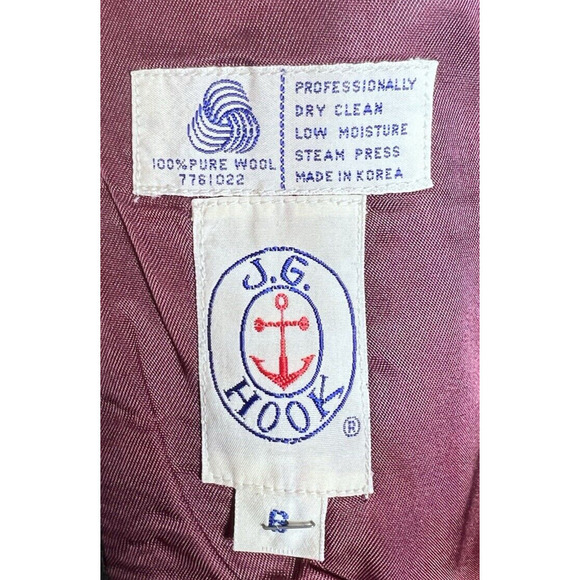 JG Hook Women’s Vintage Blazer Charcoal Red 100% Wool Size 8 - Picture 8 of 9